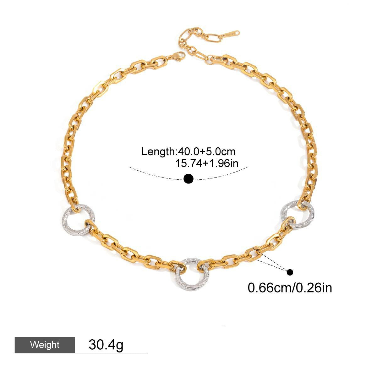 18K gold ring with gold and silver color matching design trendy personality necklace Vera Lux