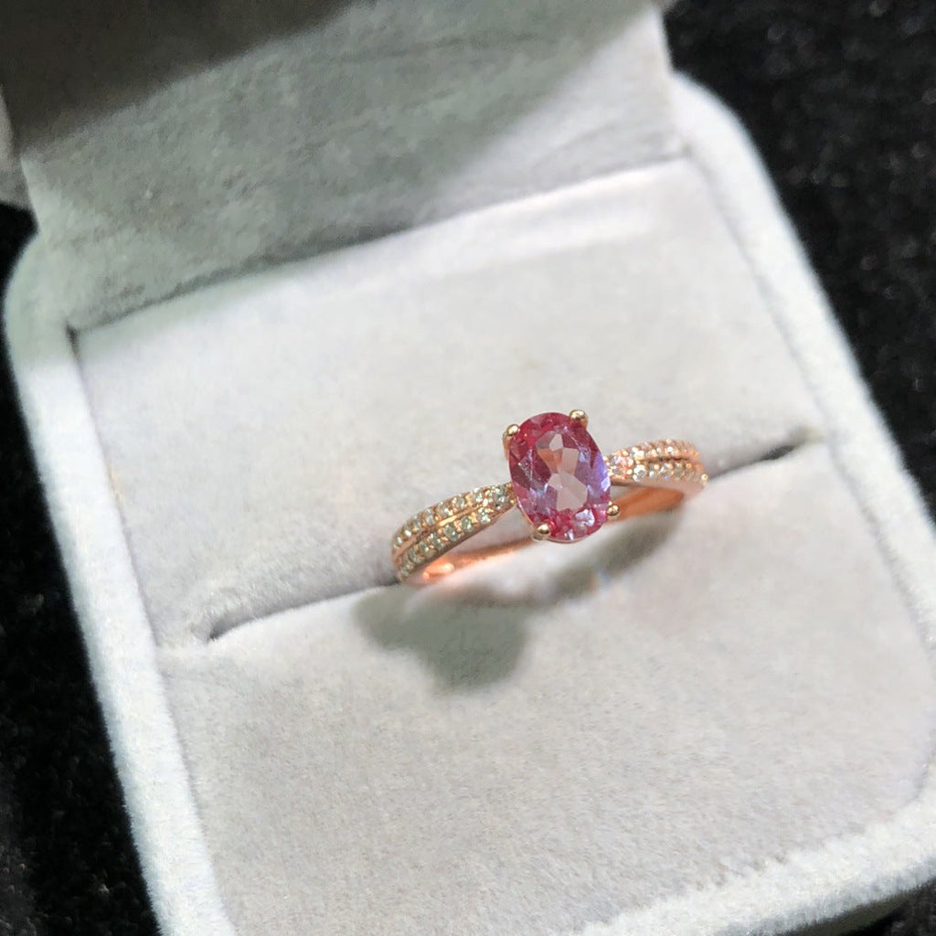 Colorfast High-end 18K Gold-plated Ring With Natural Amethyst Vera Lux