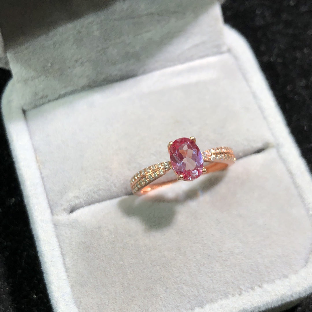 Colorfast High-end 18K Gold-plated Ring With Natural Amethyst Vera Lux