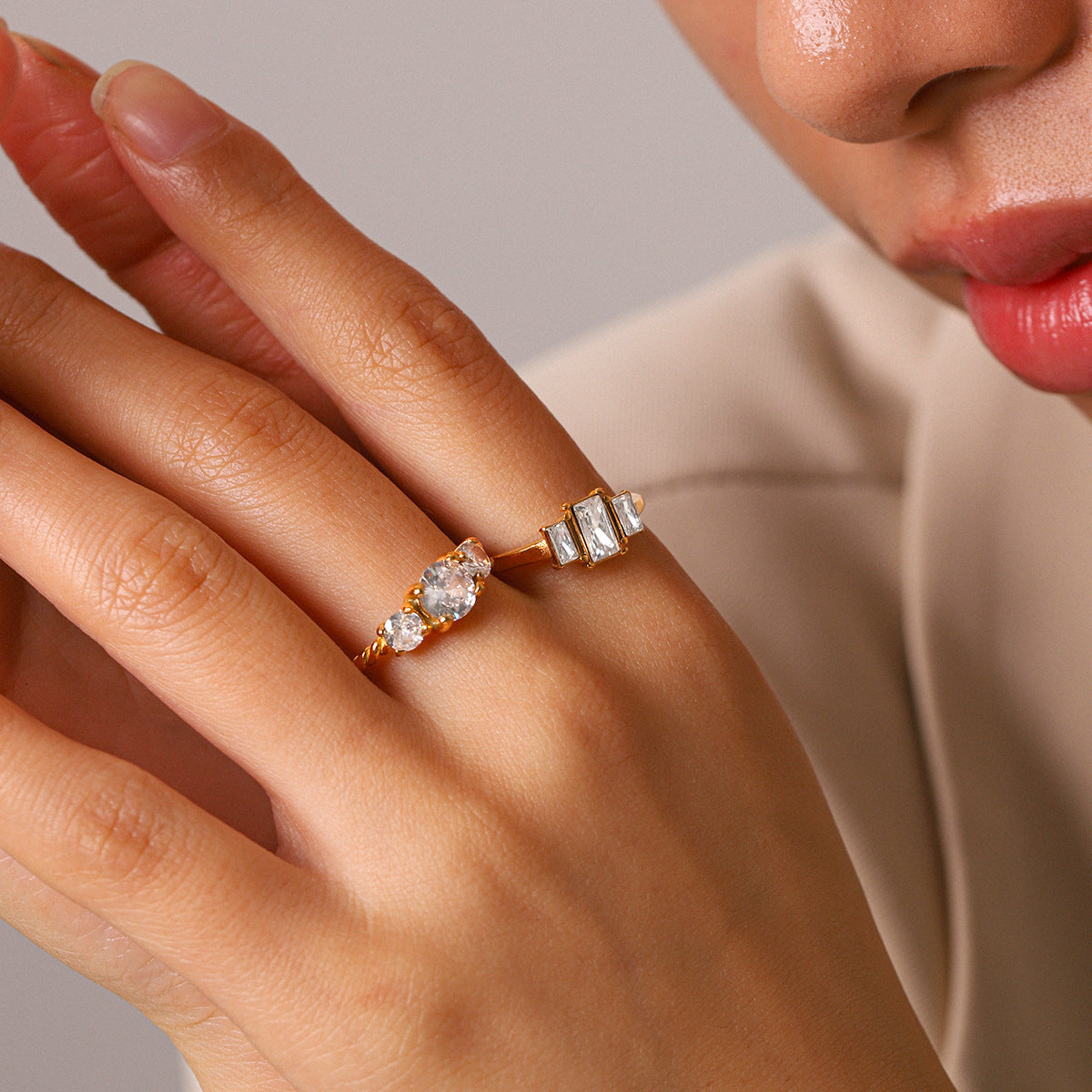 High-end Zircon Titanium Steel Ring Vera Lux