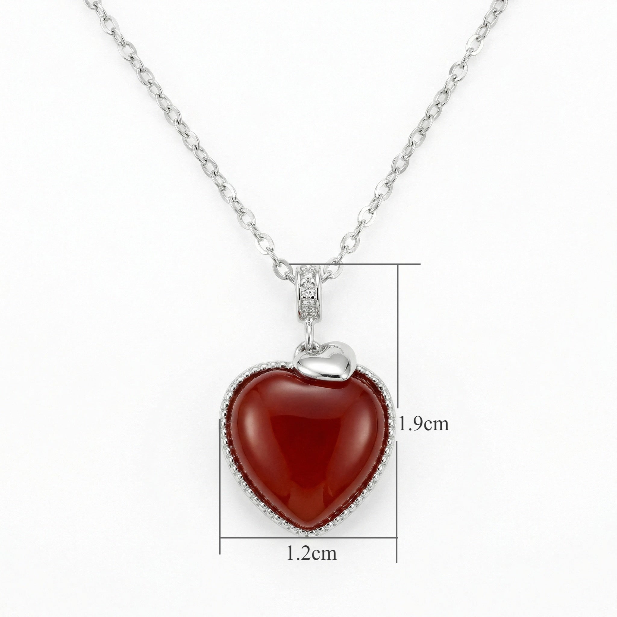 925 Sterling Silver Elegant Sterling Silver Heart Necklace with Vibrant Red Gemstone Pendant Vera Lux