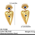 18k Gold-Plated Stainless Steel Dripping Oil Evil Eye Heart Earrings Vera Lux