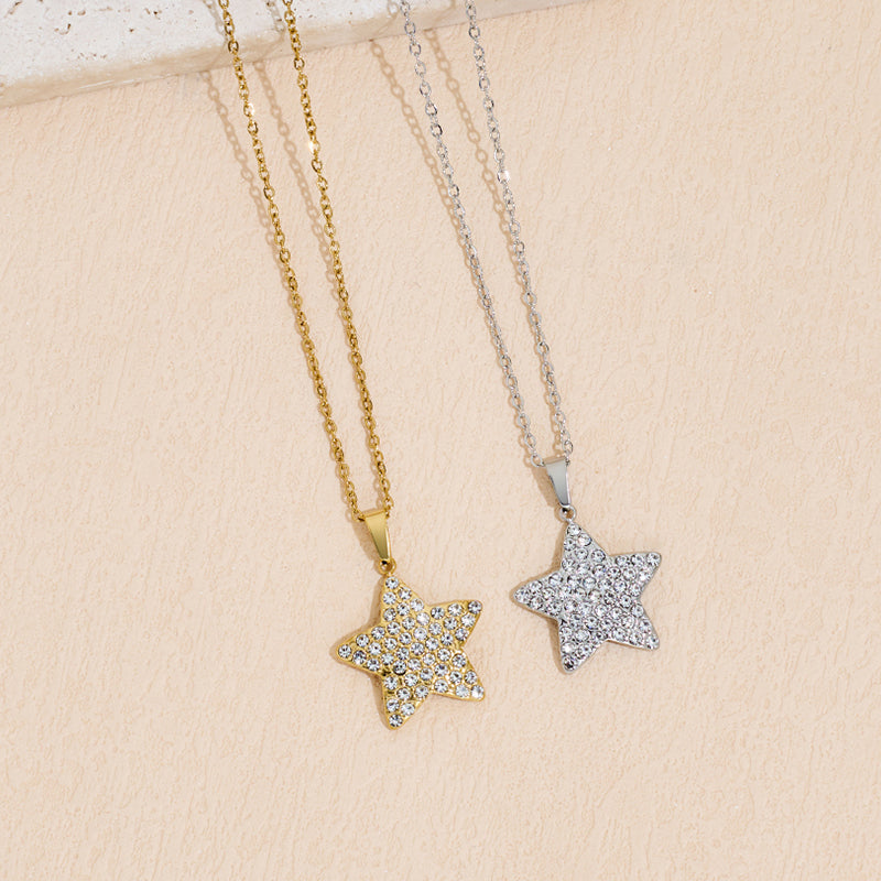 Stainless Steel Inlaid Zircon Star Pendant Necklace Vera Lux