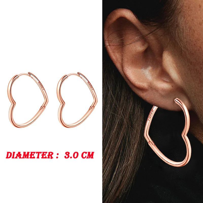 925 Sterling Silver Simple Earrings Rose Gold Double Hoop Ea Vera Lux