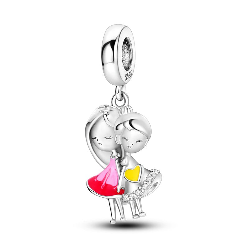 Sisterhood Friendship PendantSilverplated Beaded Heart Bestie Gift Vera Lux