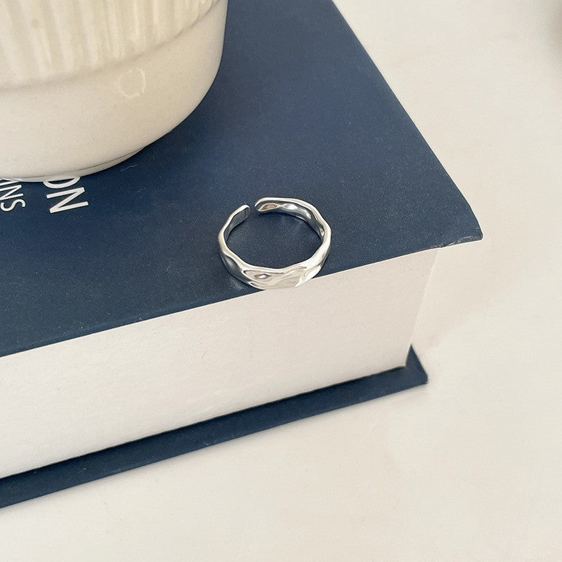 925 Sterling Silver Irregular Stackable Rings For Women, Minimalist INS Style Plain Band, Non-Tarnish Versatile Finger Jewelry For Daily Wear Vera Lux