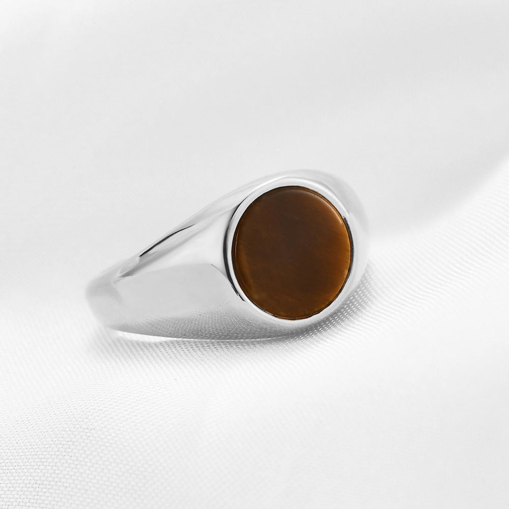 Stainless Steel Ring With Cats-eye Gemstone Vera Lux