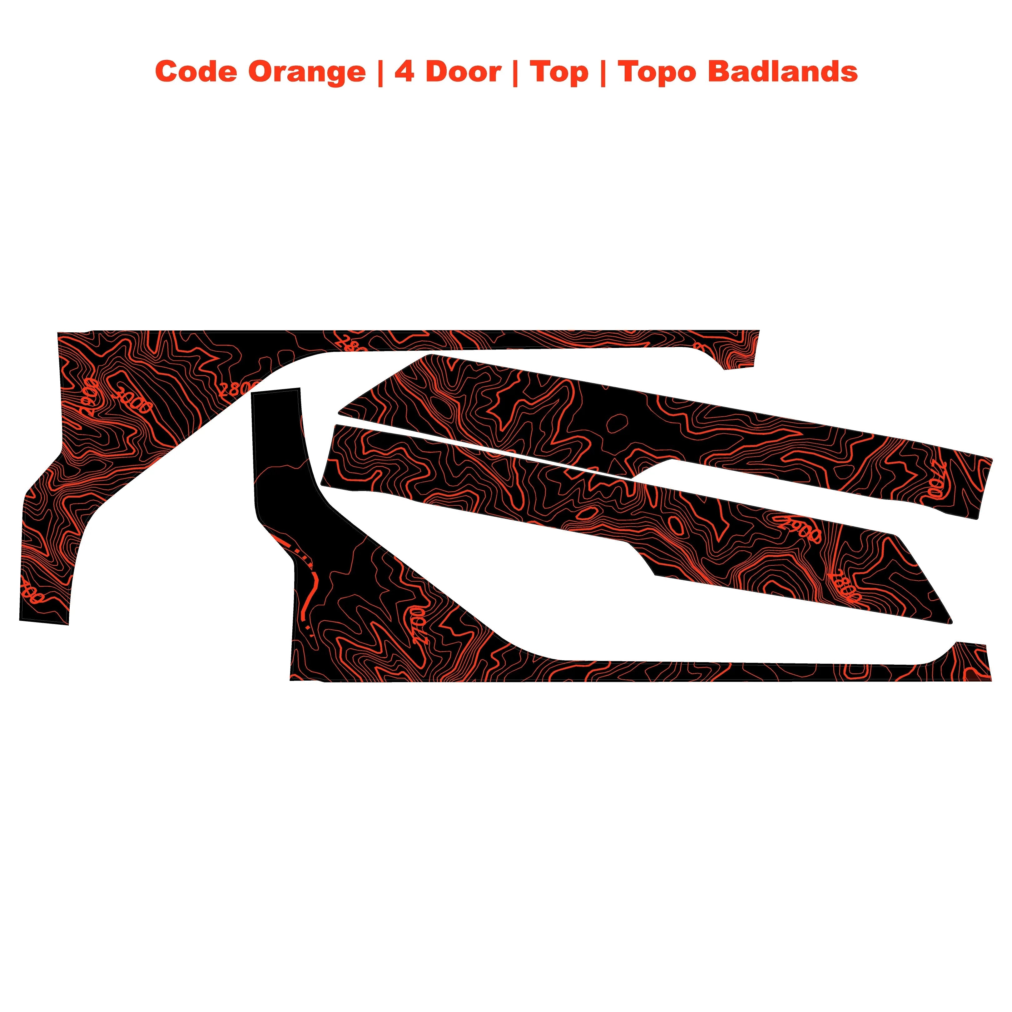 Topographic Upper Door Overlay Kit (Printed Series) - 2021+ Bronco 4 Door StickerFab
