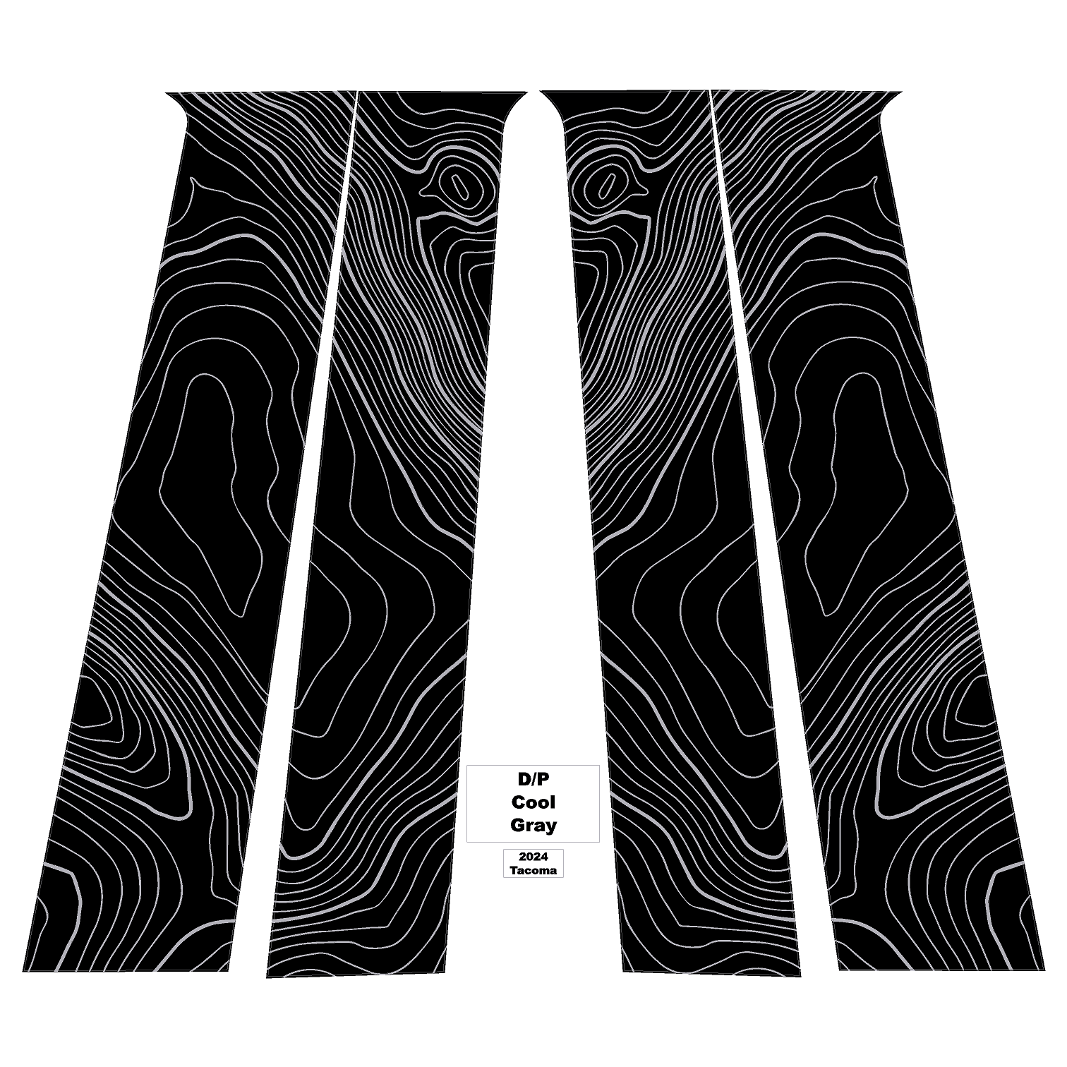 Topographic B Pillar Overlays - 2024+ Tacoma Double Cab / 2025+ 4Runner StickerFab