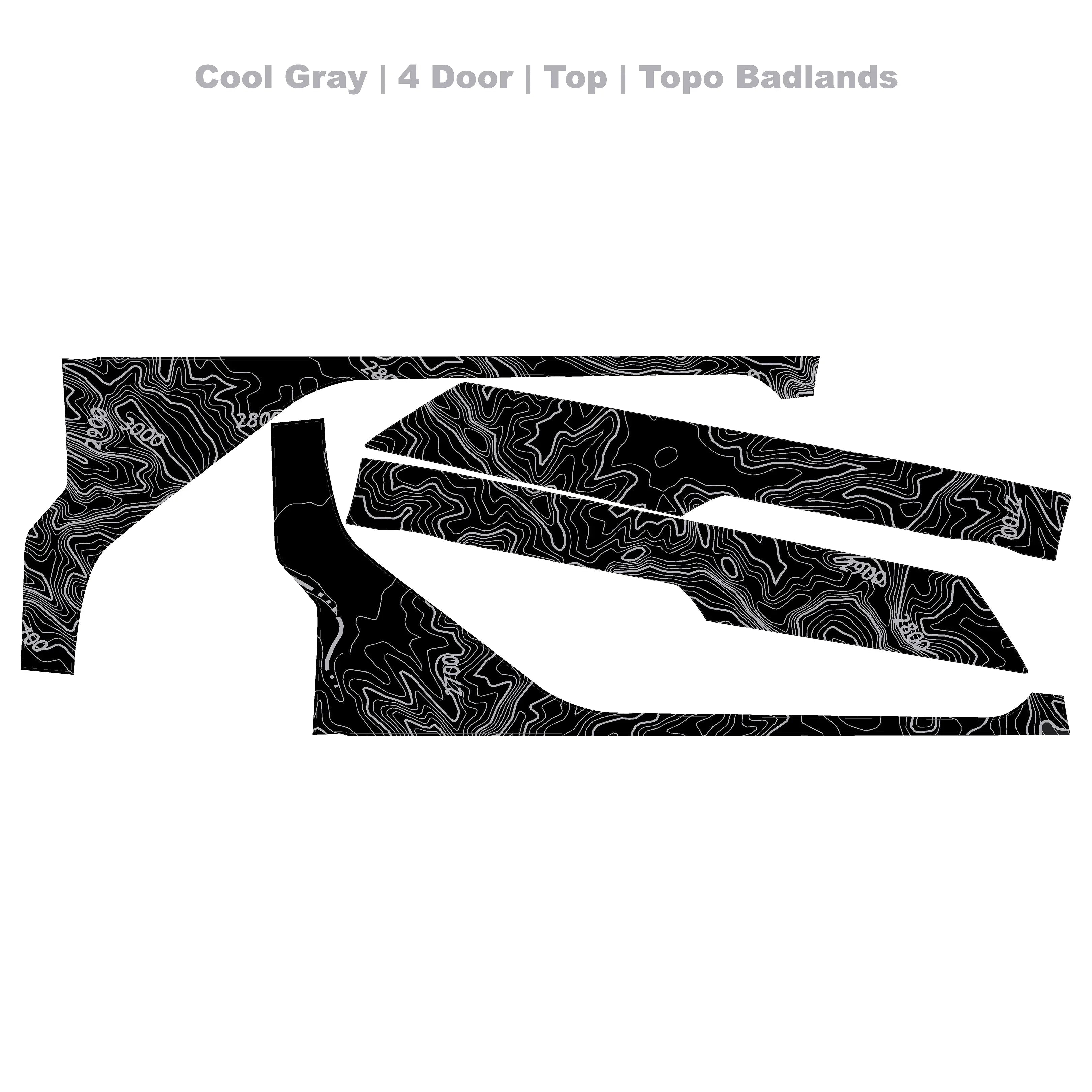 Topographic Upper Door Overlay Kit (Printed Series) - 2021+ Bronco 4 Door StickerFab
