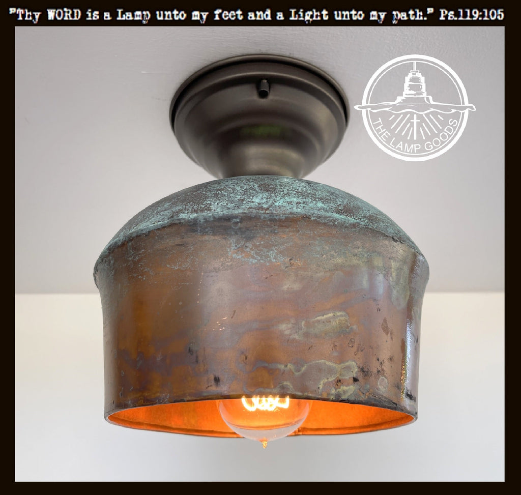 Handcrafted Copper Farmhouse Ceiling Light | 8.5" Flush Mount The Lamp Goods