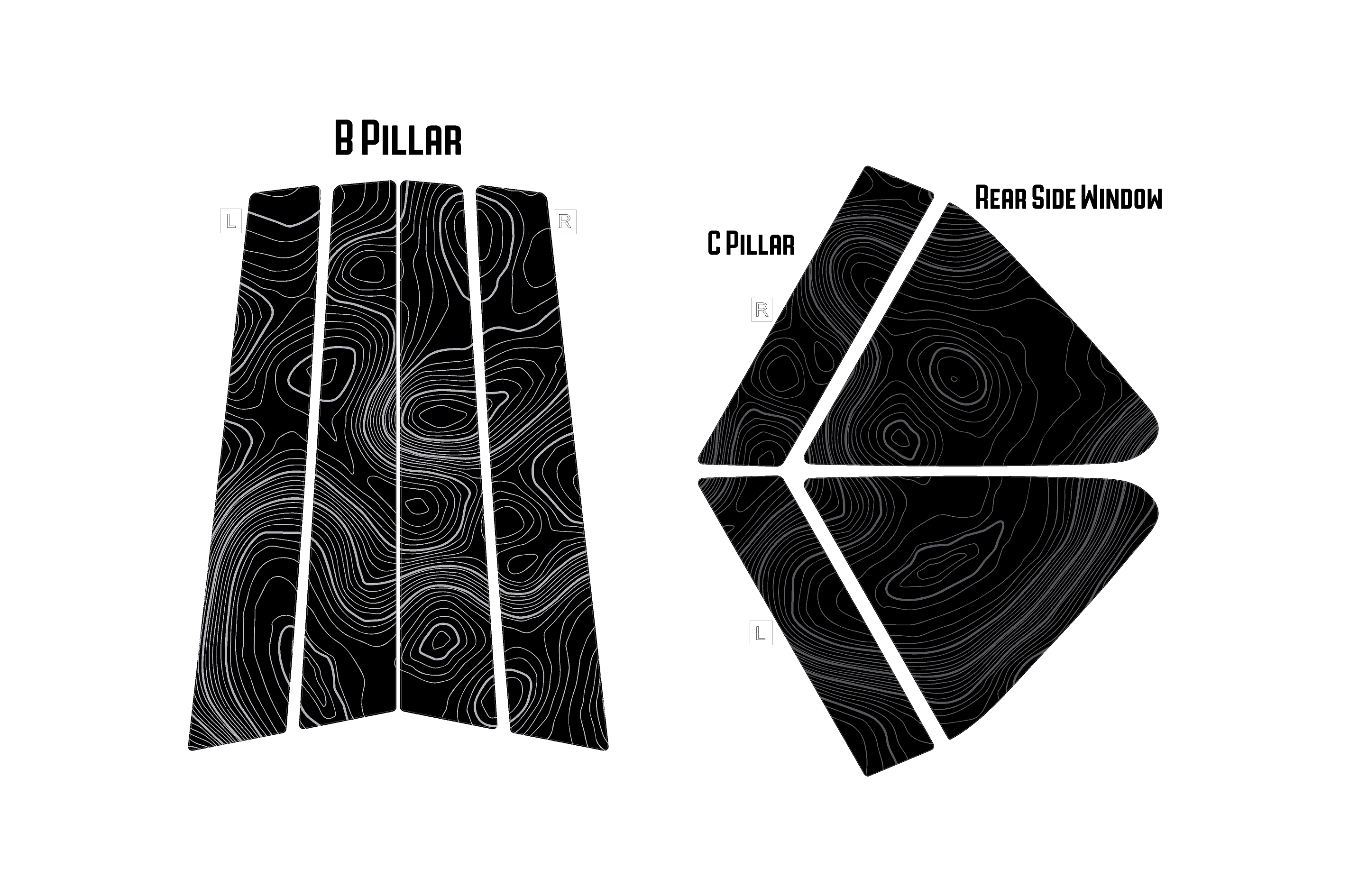 Topographic Map Pillar Overlays - 2024+ Crosstrek StickerFab