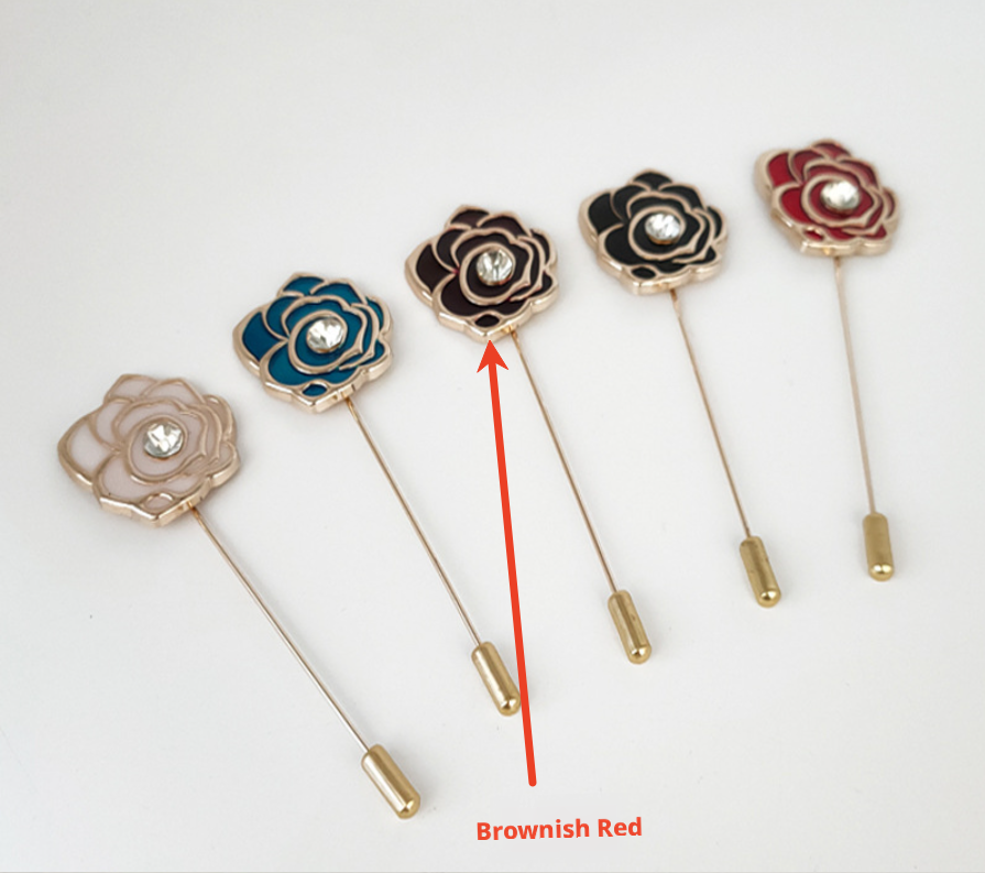 Rose brooch-maroon-zinc alloy-1 piece Vera Lux