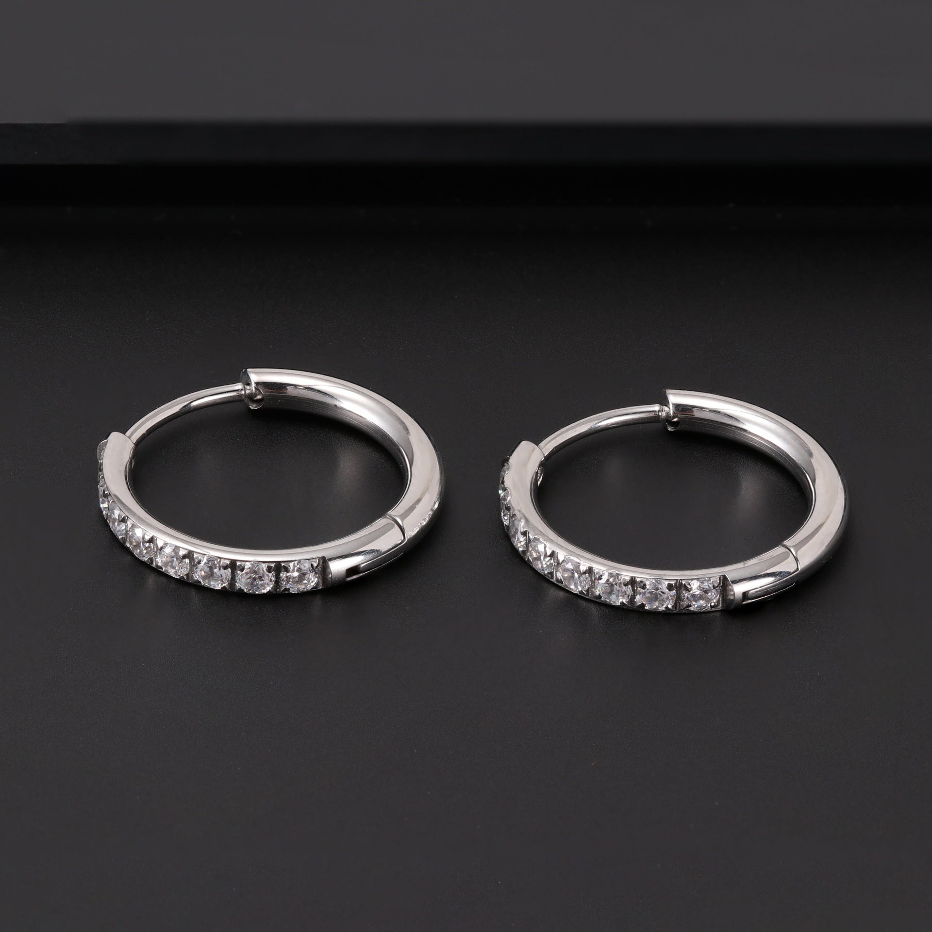 Stainless Steel Earrings With Diamond Zirconia And Plain Rings Vera Lux