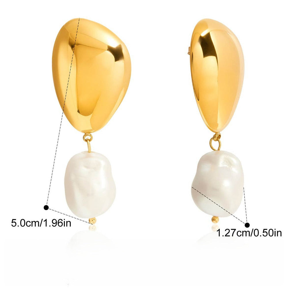 18K gold-plated pearl and titanium steel stud earrings Vera Lux