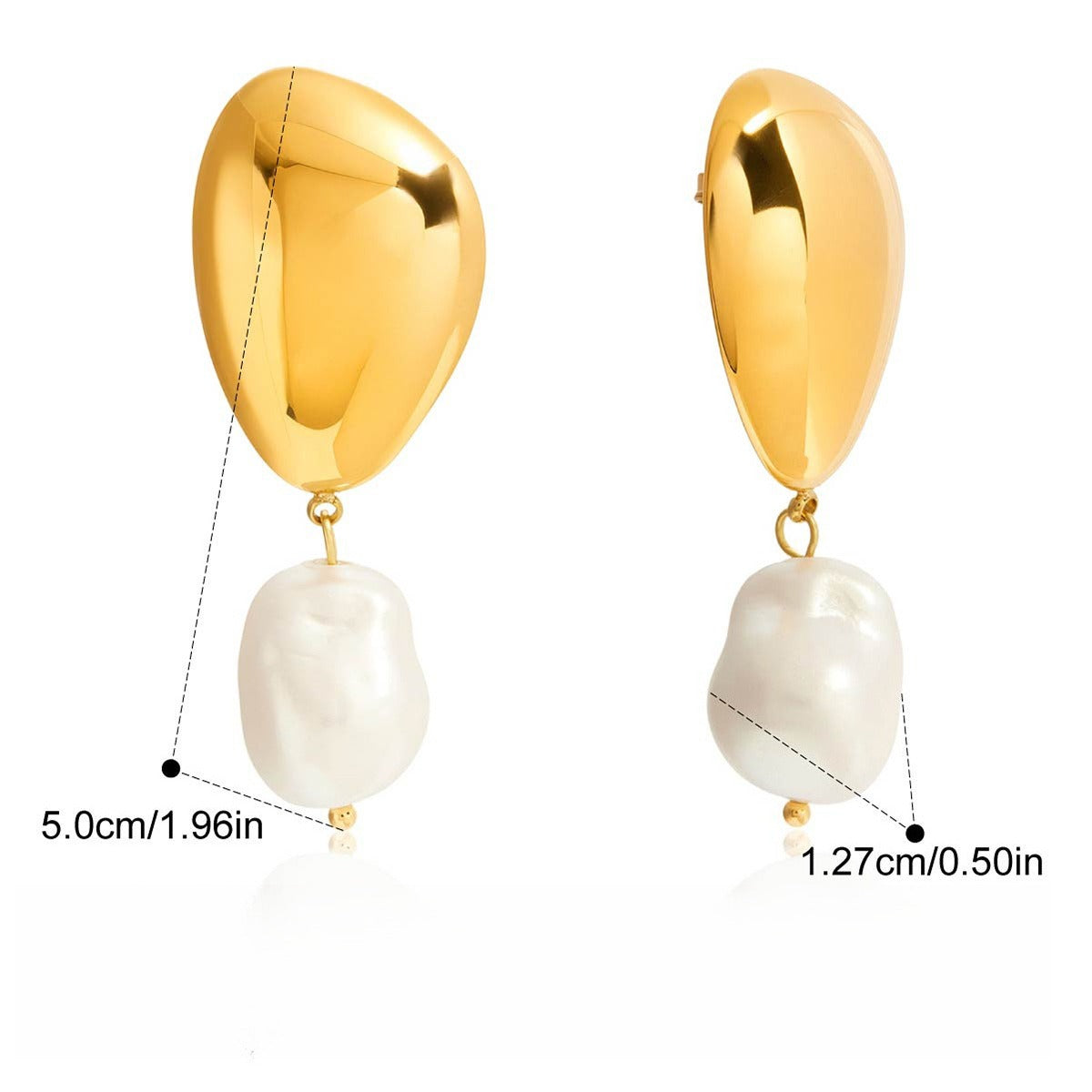 18K gold-plated pearl and titanium steel stud earrings Vera Lux