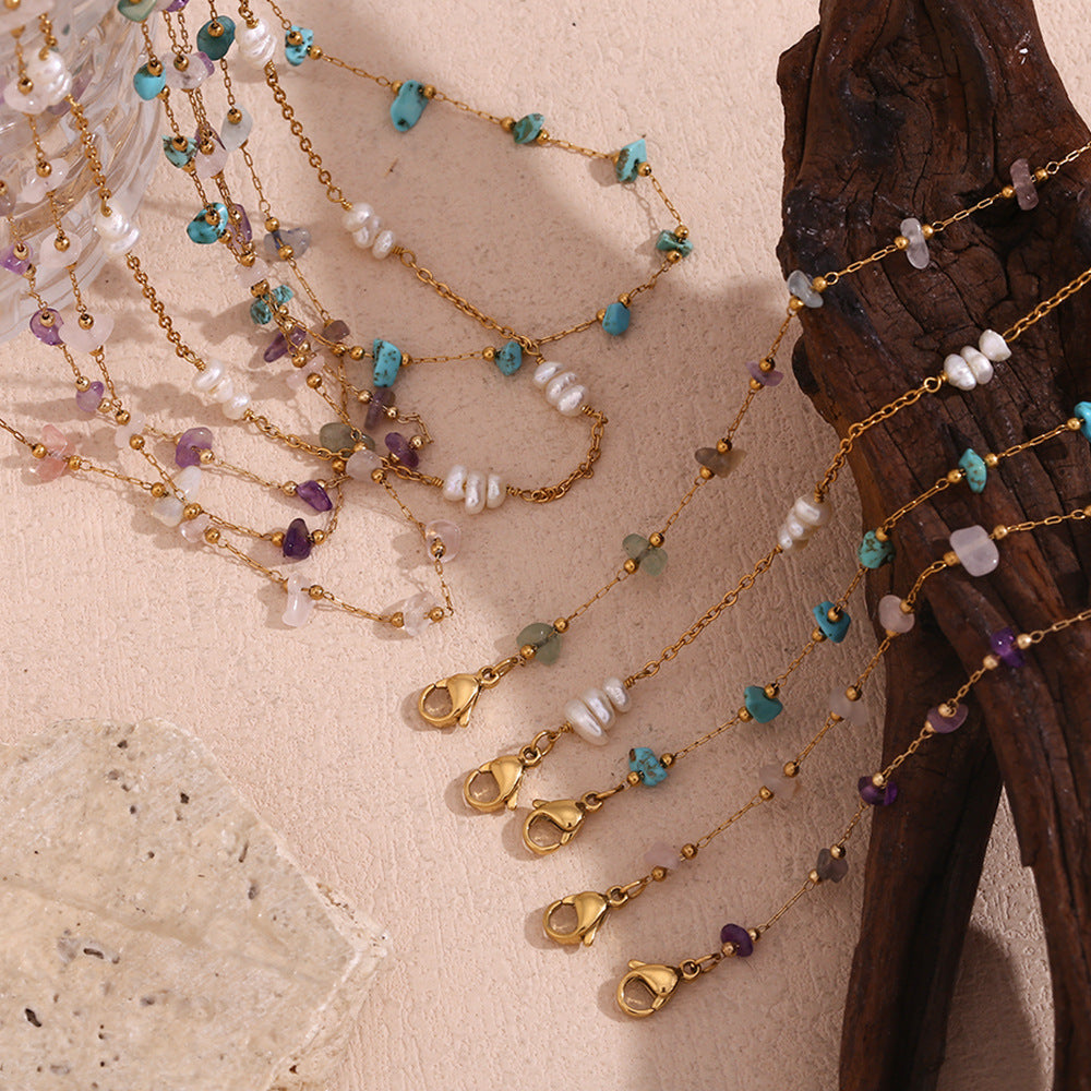 Fashionable Natural Pebble Handmade Bracelet Vera Lux