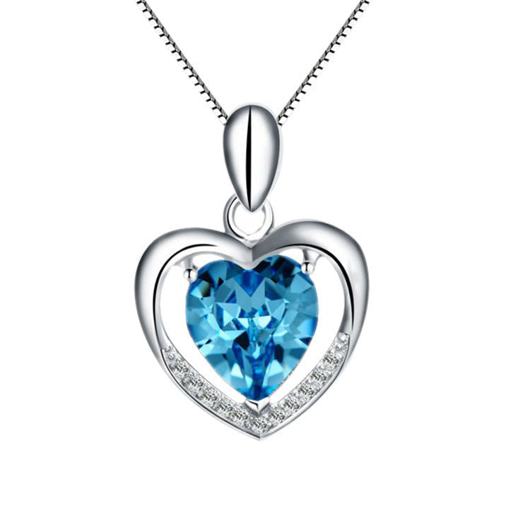 Women's Clavicle Simple Lapis Lazuli Heart Pendant Vera Lux