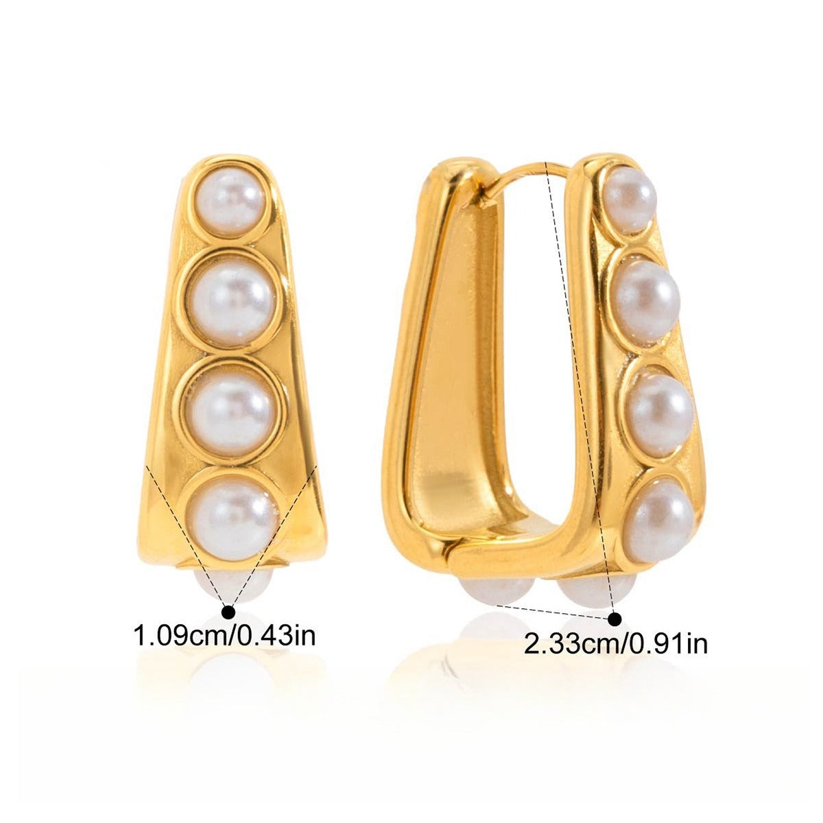 18K gold lightweight luxury earrings with embedded pearls. Vera Lux