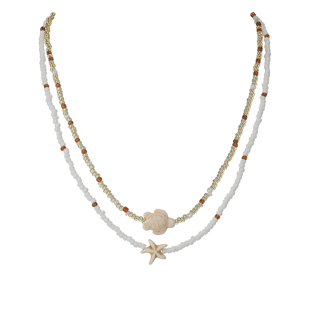 Cross-border Fashion Ocean-Style Turquoise Starfish Turtle Seed Bead Necklace Vera Lux