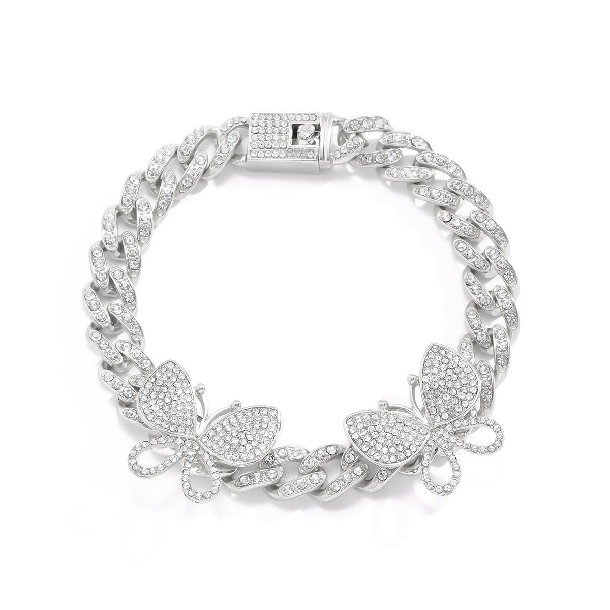 Hip-hop punk full diamond Cuban chain diamond large butterfly anklet Vera Lux
