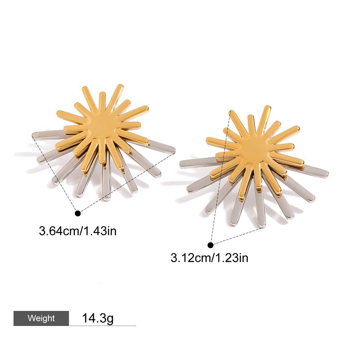 18K gold sun-shaped earrings with simple and elegant design Vera Lux