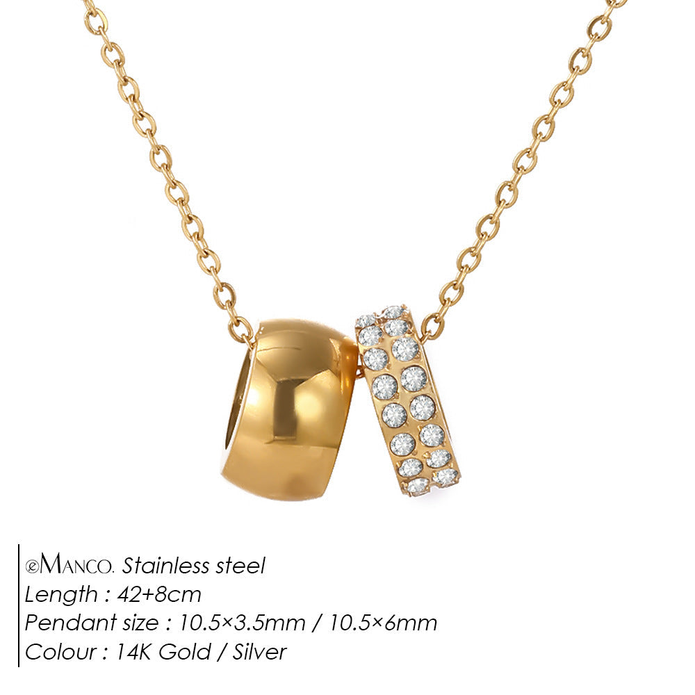 14k Wide-Frame Round Hoop Dual-Pendant Versatile Necklace Vera Lux