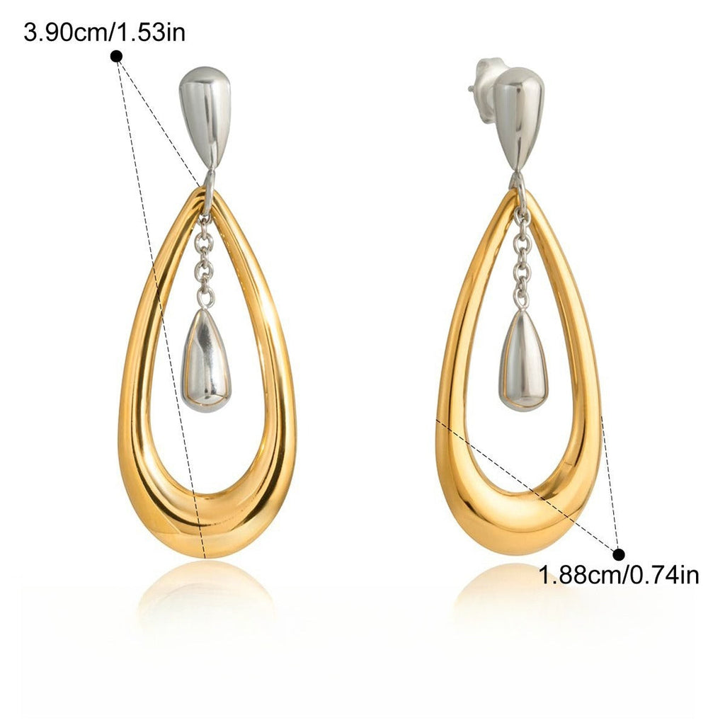 18K gold teardrop-shaped two-tone earrings Vera Lux