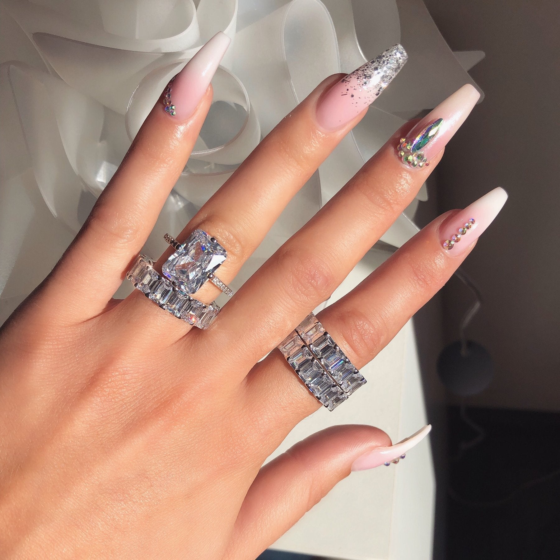 Luxury Princess Cut Diamond Ring For Proposal & Engagement, 18K White Gold Plated Vera Lux