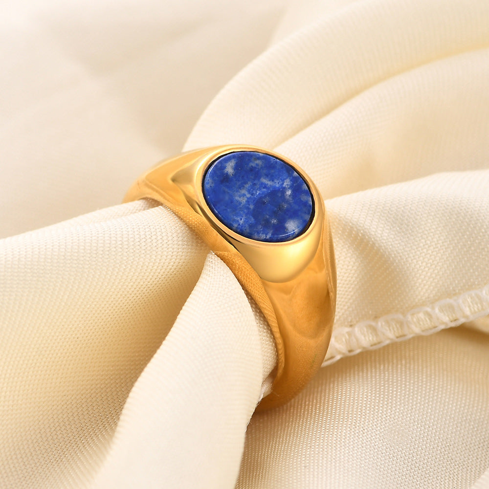 Stainless Steel Ring With Cats-eye Gemstone Vera Lux