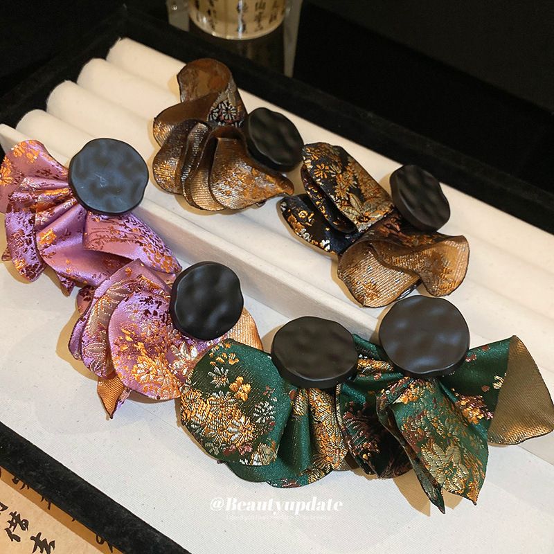 Silver Post Pleated Round Petal Earrings, New Chinese Retro Dangles, Niche Elegant National Trend Jewelry Vera Lux