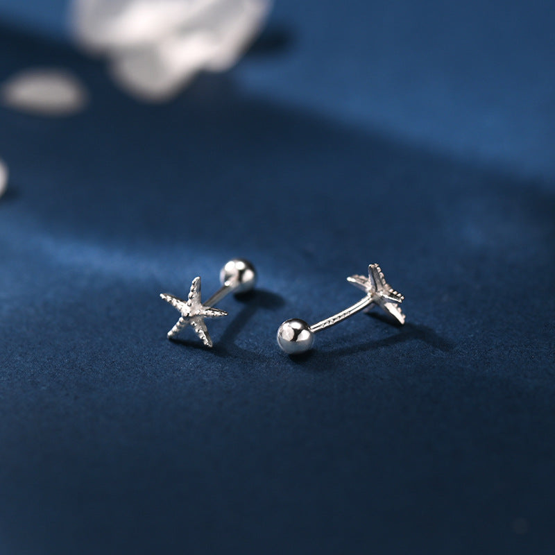 S999 Sterling Silver Starfish Stud Earrings For Women, Minimalist Design, New 2026 Style, Screw Back, Comfortable For Newly Pierced Ears Vera Lux