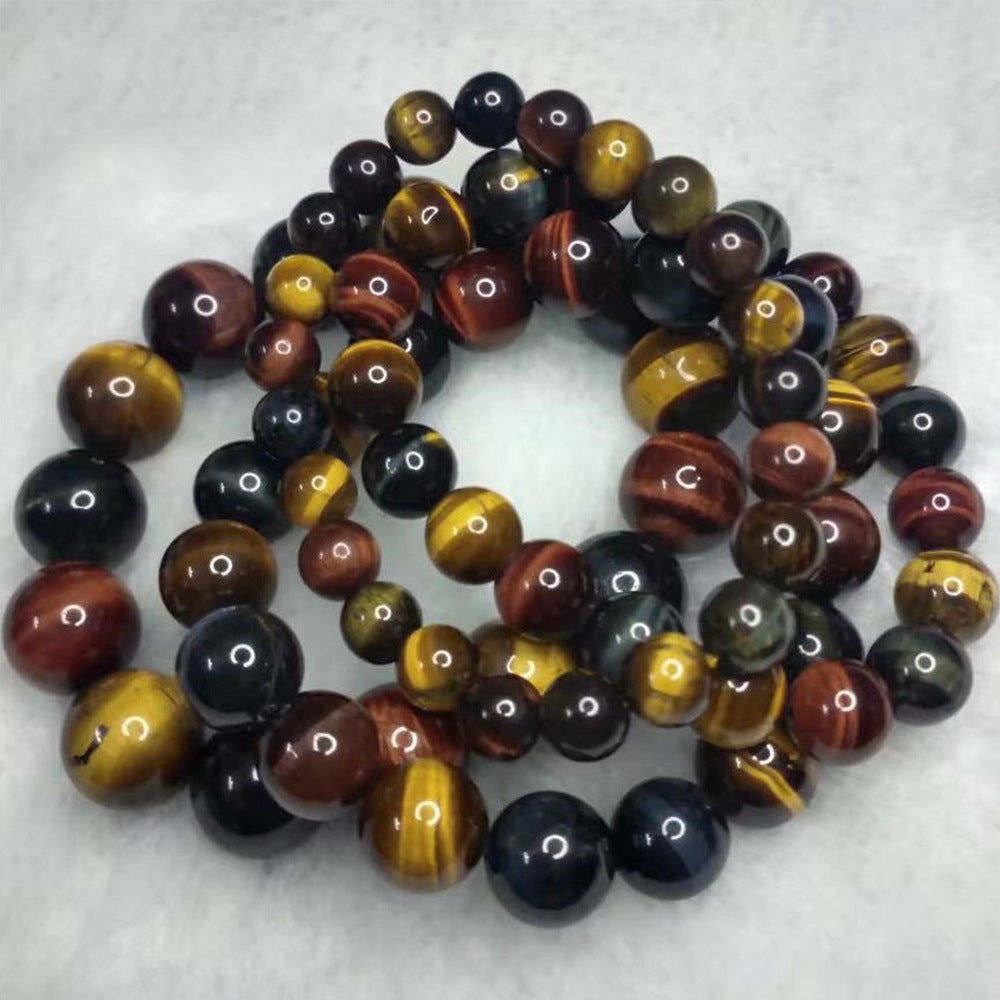 Natural Tricolor Tigers Eye Stone Beaded Bracelet Vera Lux