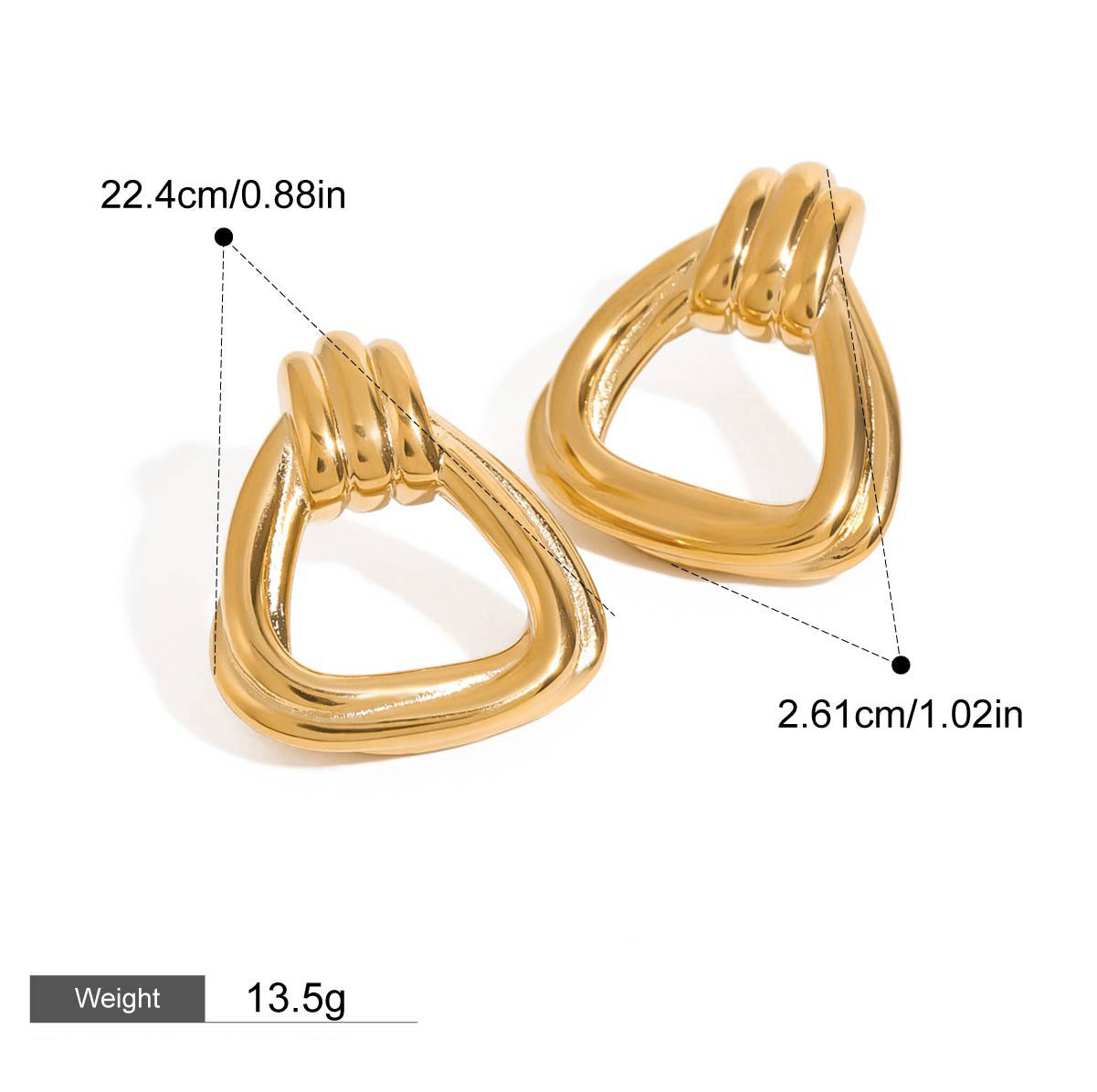 18K gold geometric triangle with hollow design light luxury fashion earrings Vera Lux
