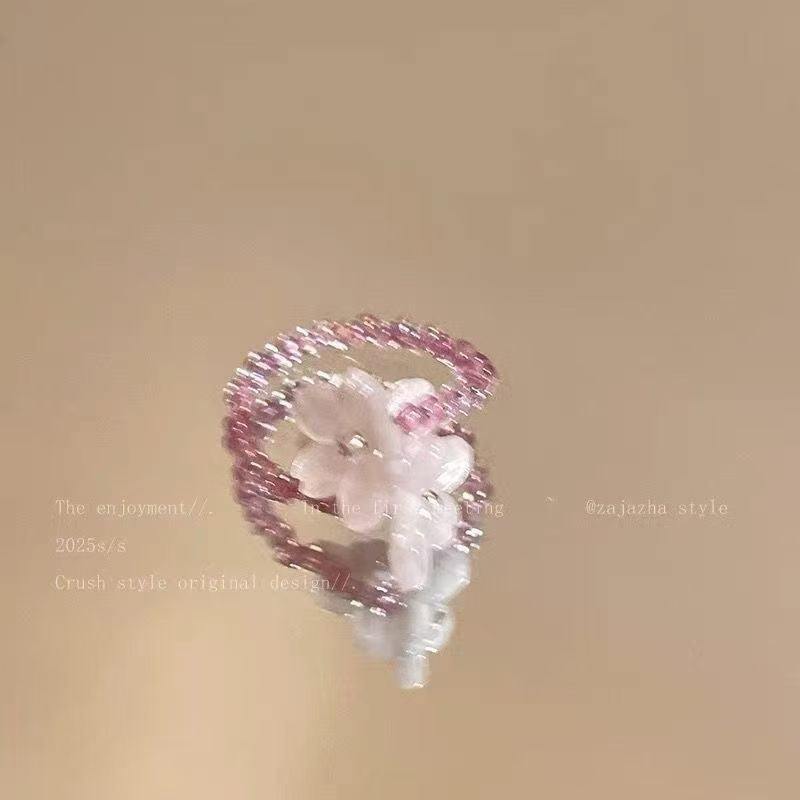 Bohemian Spring Flower Open Ring For Women, Enamel High-End Fashion Index Finger Ring Vera Lux