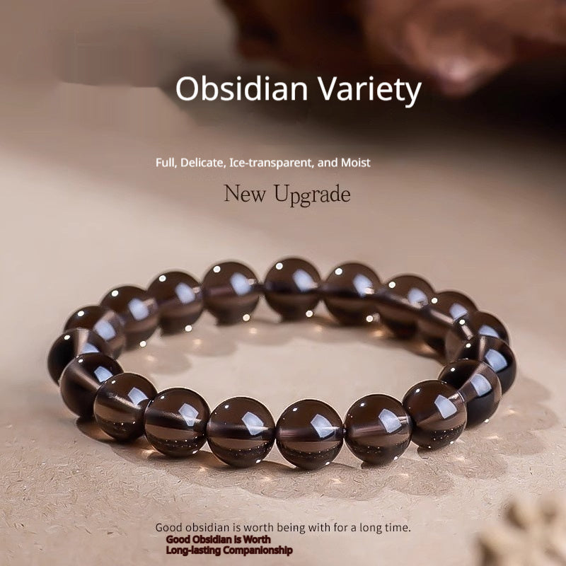 Natural Black Gold Obsidian Plain-Loop Bracelet Vera Lux