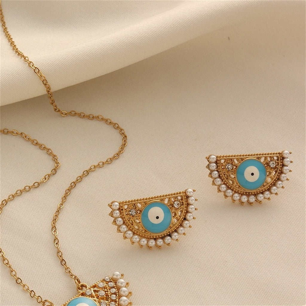 Turkish Evil Eye Necklace, Earrings and Ring Set Vera Lux