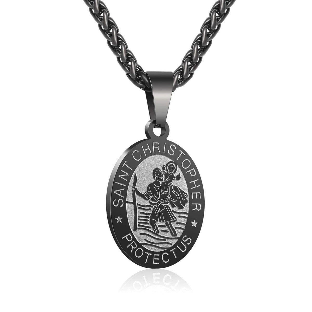 Double-Sided Portrait Medal Cross Stainless Steel Pendant Necklace For Men And Women Vera Lux