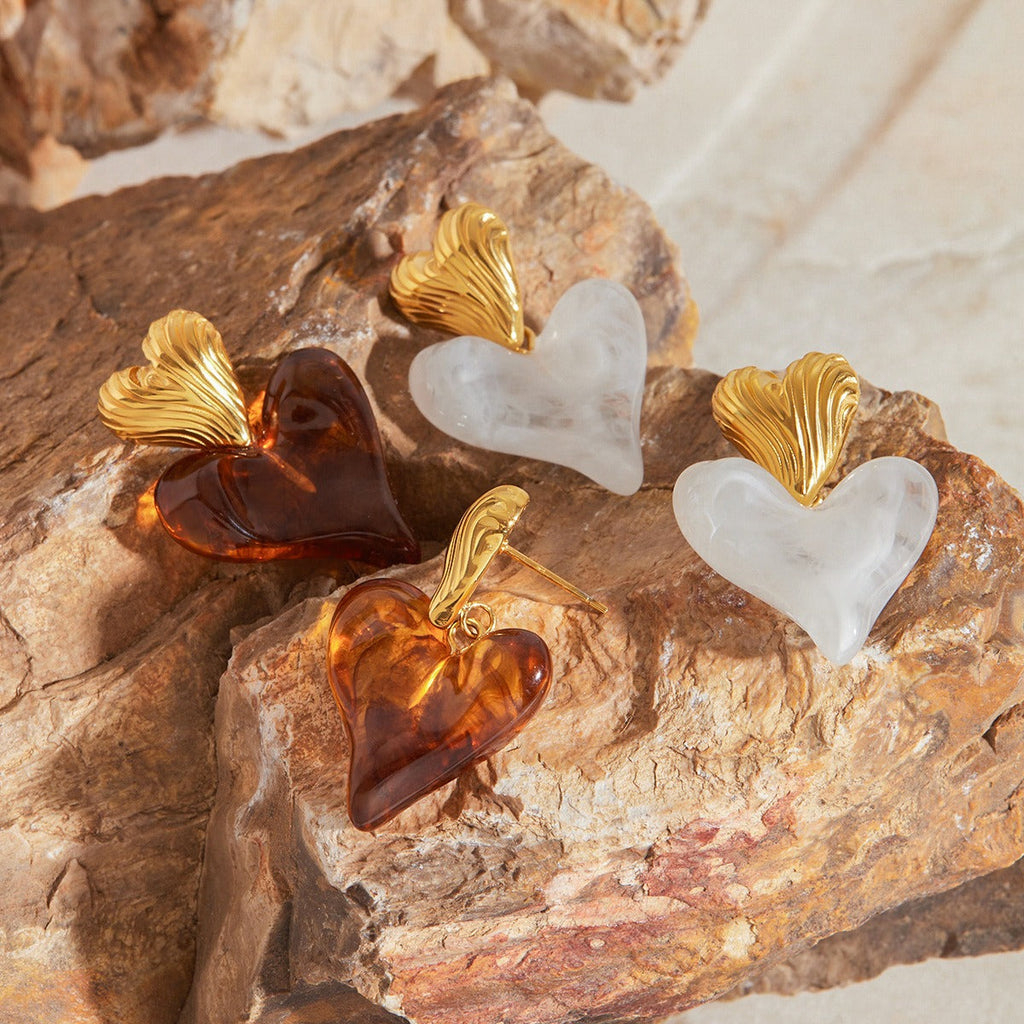 18K gold heart-shaped design light luxury noble earrings Vera Lux
