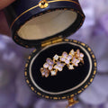 Vintage Purple Floral Design  Retro Enamel Clover Flower With Sparkling Zircon Accents, Exuding Elegant French Charm. Vera Lux