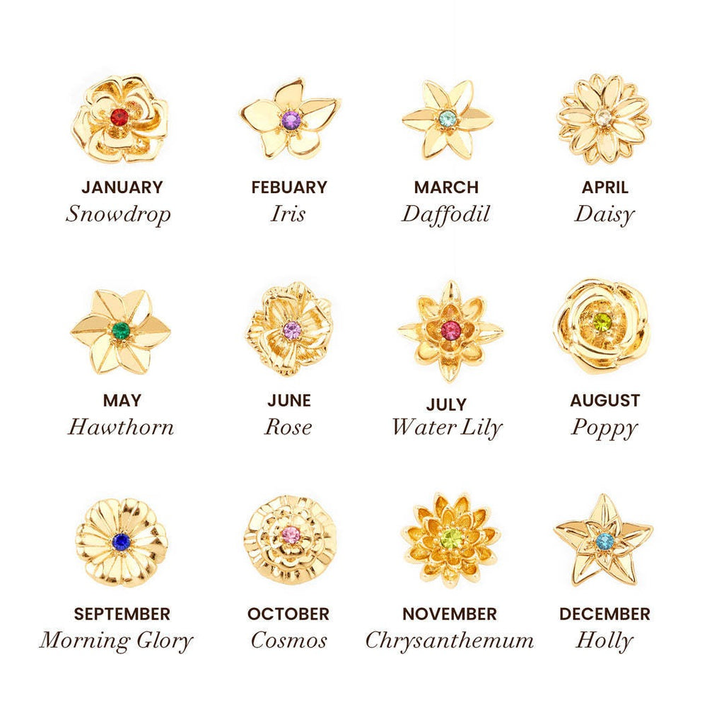 18 Gold December Birth Flower Bracelet Vera Lux