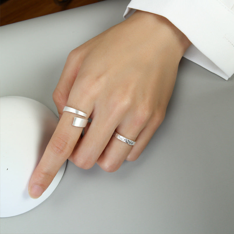 S925 Sterling Silver Open Ring, Minimalist Brushed Plain Silver Band, Korean Style Silver Jewelry Wholesale Vera Lux