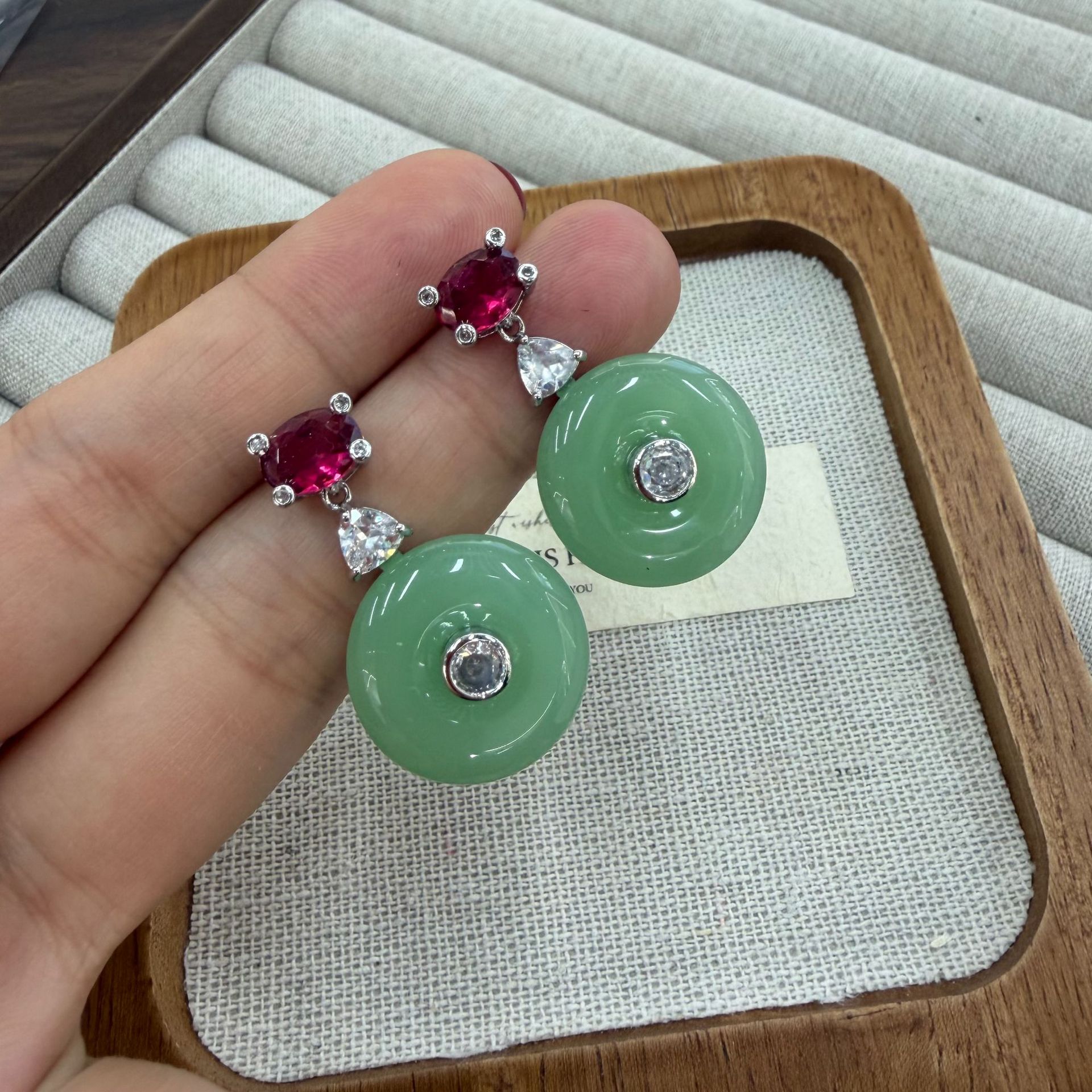 New Chinese-style Peace Pendant Traditional Chinese Style Zircon-Embellished Earrings Vera Lux