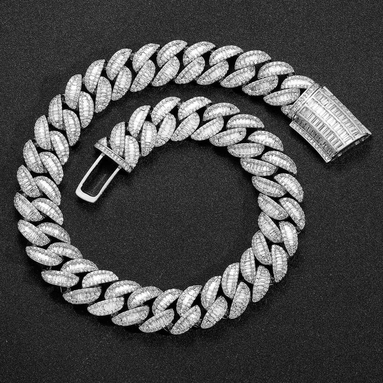 20mm Fully Diamond-Encrusted Square Zircon Cuban Chain Hip-Hop Necklace Vera Lux