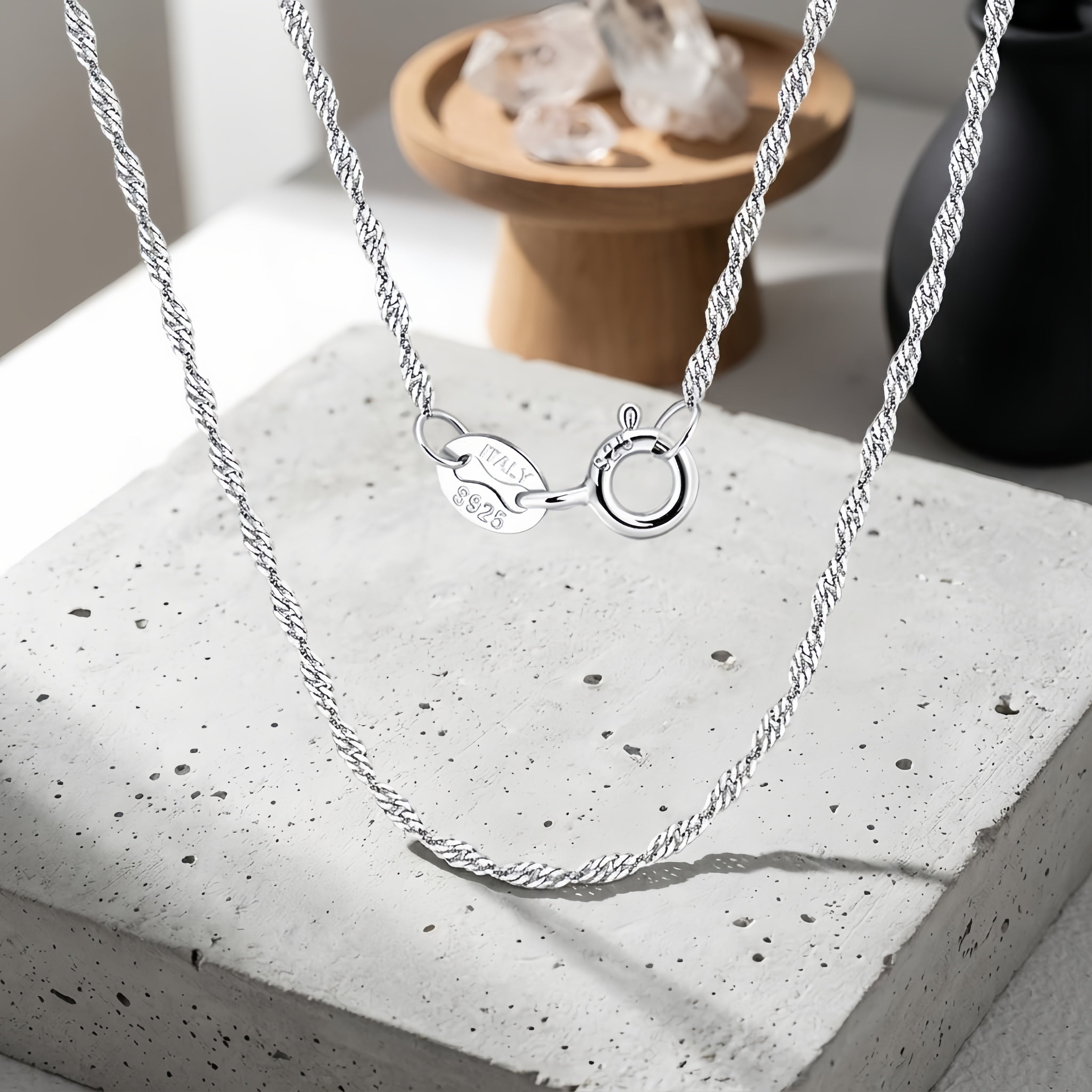 925 Sterling Silver Italian Craftsmanship Sterling  Rope Chain Necklace - Classic Elegance Meets Timeless Design Vera Lux