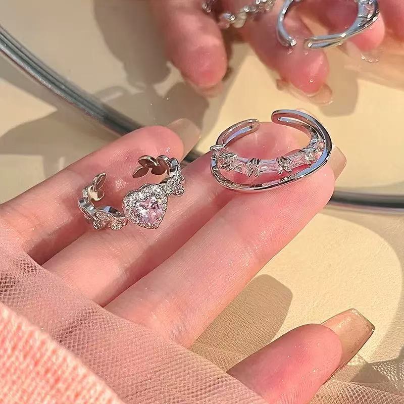 New Light Luxury Romantic Heart Zircon Ring For Women, Fashion Niche Design Sweet Couple Rings, Personalized Finger Rings Vera Lux