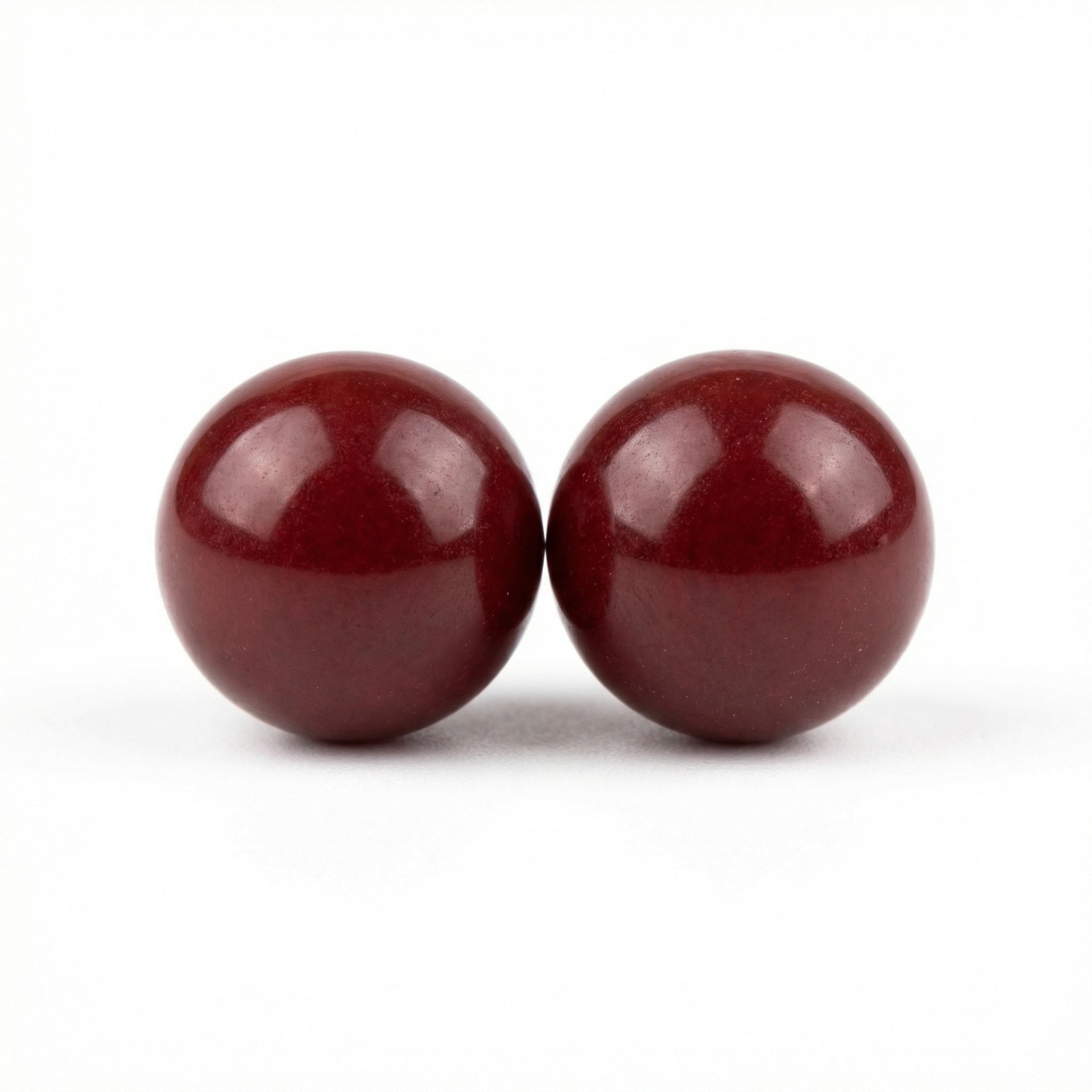 925 Sterling Silver A Pair of Polished Dark Red Glossy Spheres Vera Lux