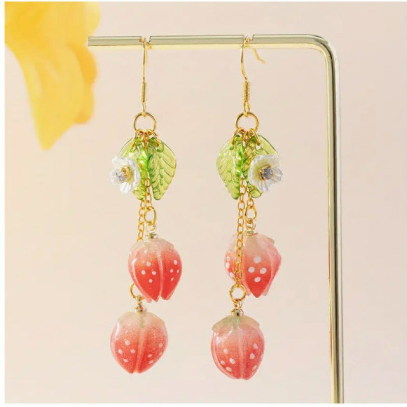 Chinese Advanced Color Creative Plant Pendant Earrings Vera Lux