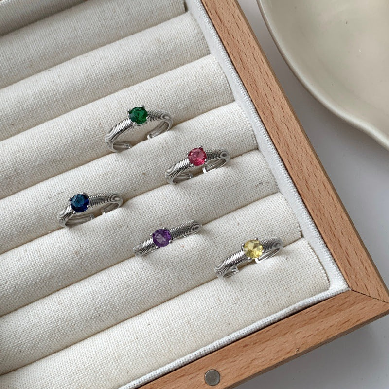Color Diamond Inlaid Ring For Women, Adjustable, Minimalist Cool Style, Fashionable Couple Rings Vera Lux