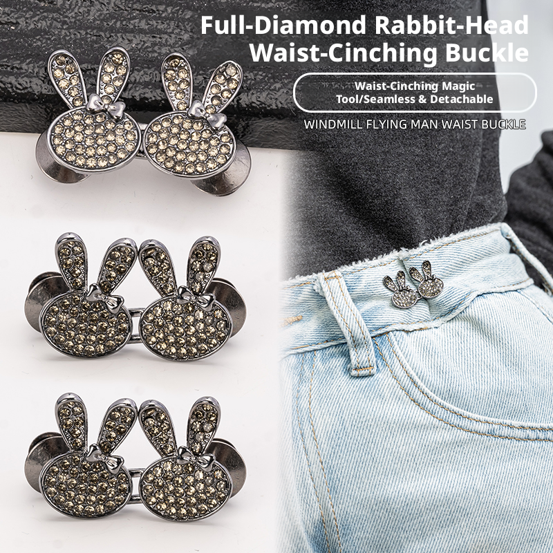 Full drill rabbit head waist buckle-gun color-alloy-1 pair Vera Lux